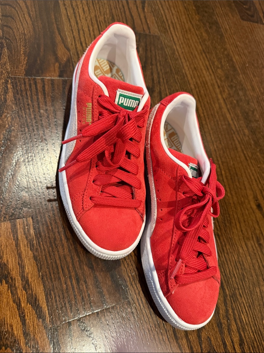 Puma Women’s Red Suede Low-Top Sneakers